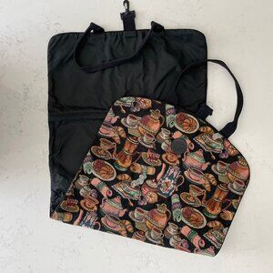 Canadian Pacific Vintage Rare Fabric Garment Bag Afternoon Tea Motif Multi Color